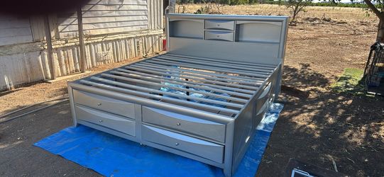 Beautiful grey king size bed