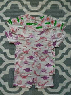 Lot of 2 Old Navy Toddlers Girls Cotton Snug Fit Short Sleeve Summer 2-piece Pajama Set Size 5T
