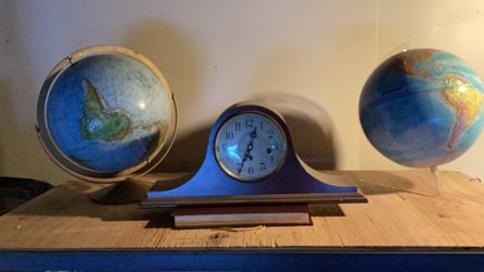 Two Globes And Chime Clock