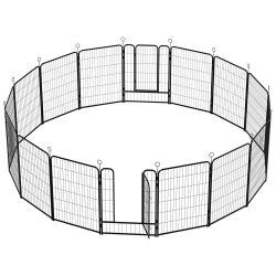 Dog Playpen 40 Inch, 16 Panels Heavy Duty Metal Pet Exercise Pen Indoor Outdoor Fence Panels Rust-Resistant, Removable, Tool-Free Setup Anti-Skid, Exp