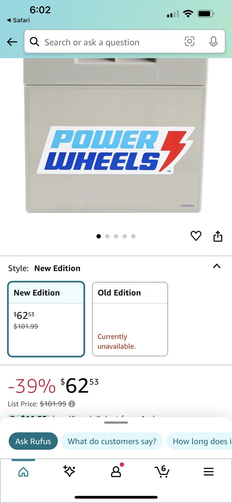 Power Wheels Battery $30
