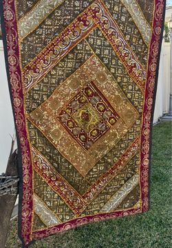 Large Handmade Embroidered Sequins Vintage Tapestry Art Wall Decor