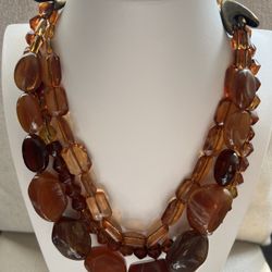 Gorgeous Multi Strand Amber Necklace For Sale