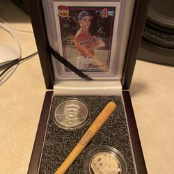 Chipper Jones Coins, Bat And Box
