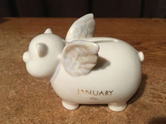 Flying pig piggy bank January birthday month birthstone