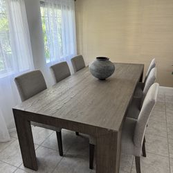Restoration hardware 96” dining table with 6  chairs