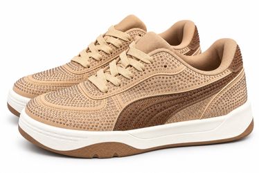 Women's Beige Rhinestone Embellished Chunky Sneakers – EU Size 40