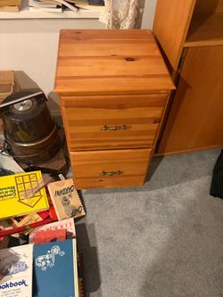 Compact Wooden Two-Drawer Storage Cabinet