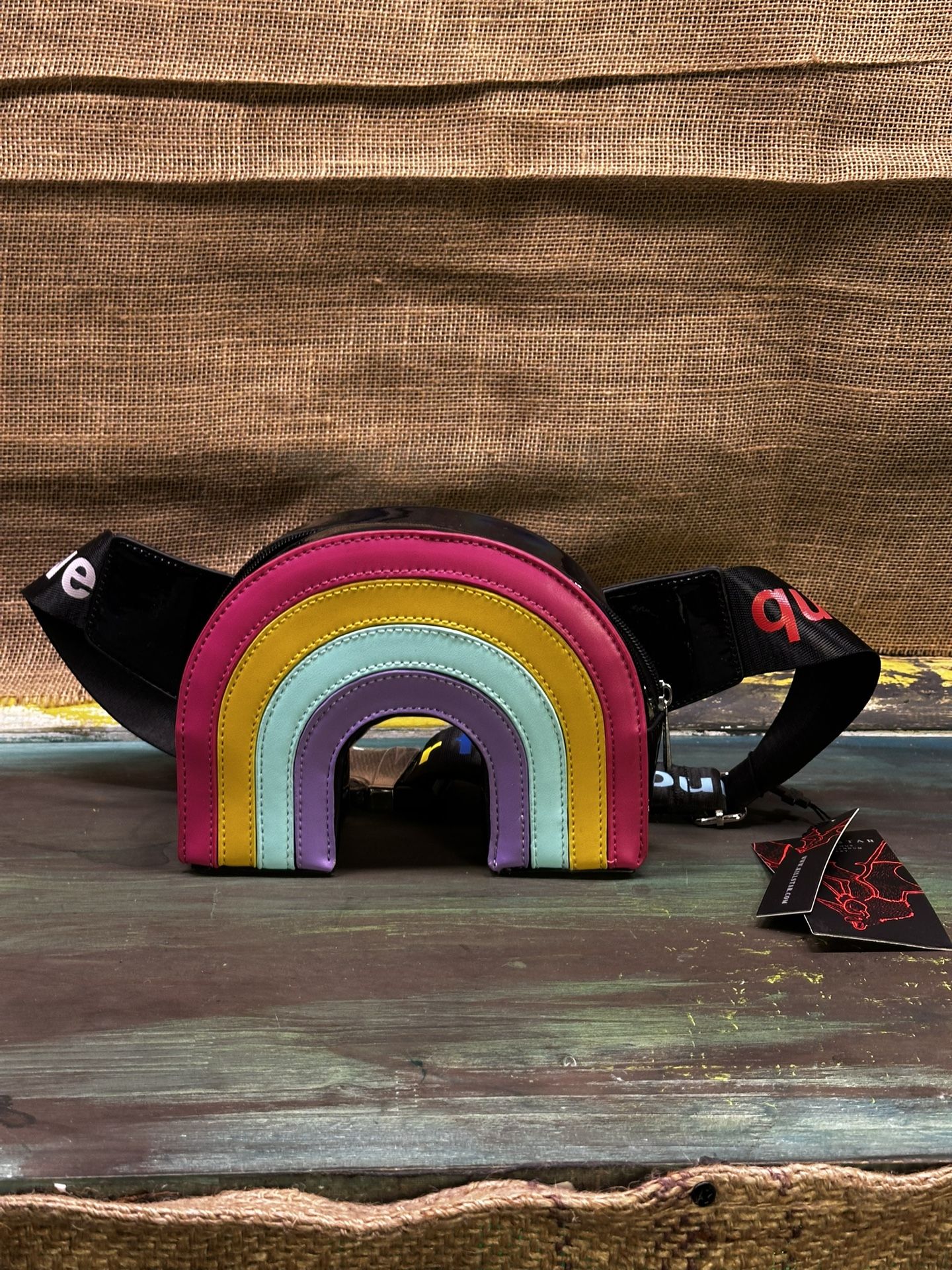 Killstar black patent rainbow shaped fanny pack waist bag NWT goth punk emo witchy whimsygoth whimsigoth