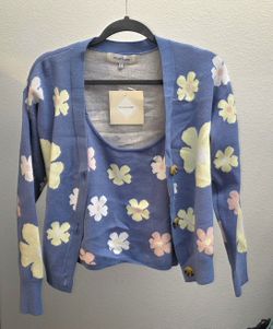 Willow & Wind Sweater Flower Cardigan Button Up Daisy Medium