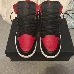Brand New Jordan 1 Mid Black/varsity Red Size 10.5