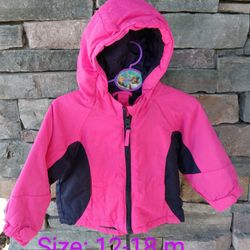❤️ CHILDRENS PLACE, Pink & Navy Blue, Cozy Zip Up, Parka Jacket with Hood! 🧥 Size: 12-18 months