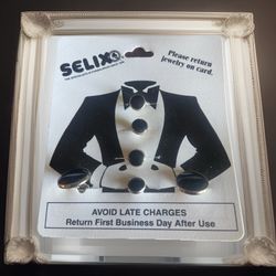 Selix Tuxedo Formal Cufflinks and Shirt Studs (4) Set  Black/Silver - New