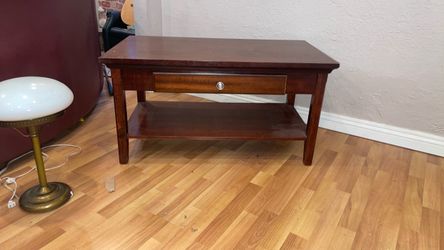 Wood Coffee Table with Drawer and Shelf