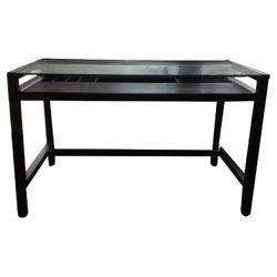 Like New Crate & Barrel Glass Top Desk with Pull Out Keyboard & Storage.
