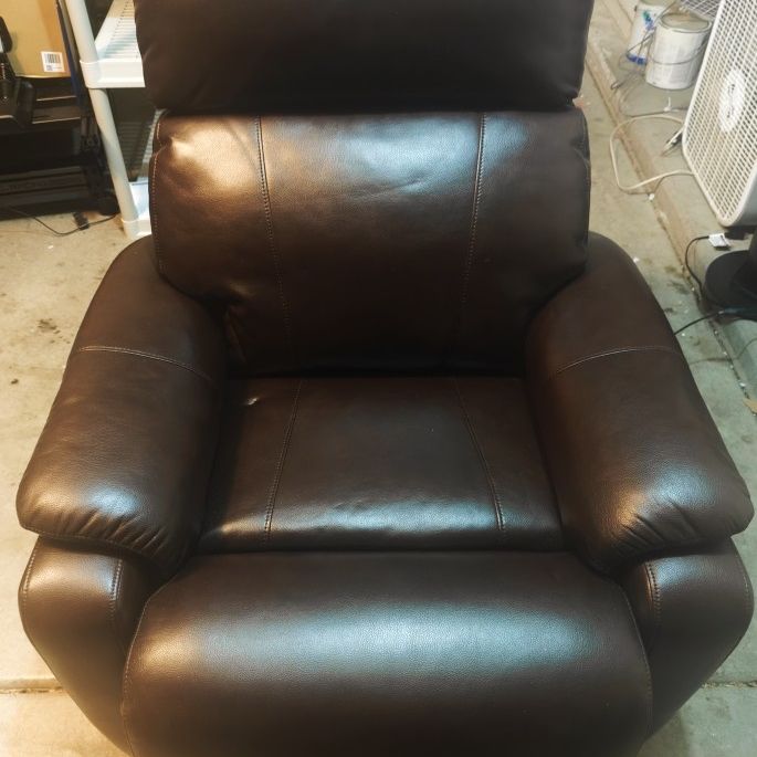 Two Leather Power Recliners / Chairs  With Power Headrest (Very Good Condition - Not Selling Individually)