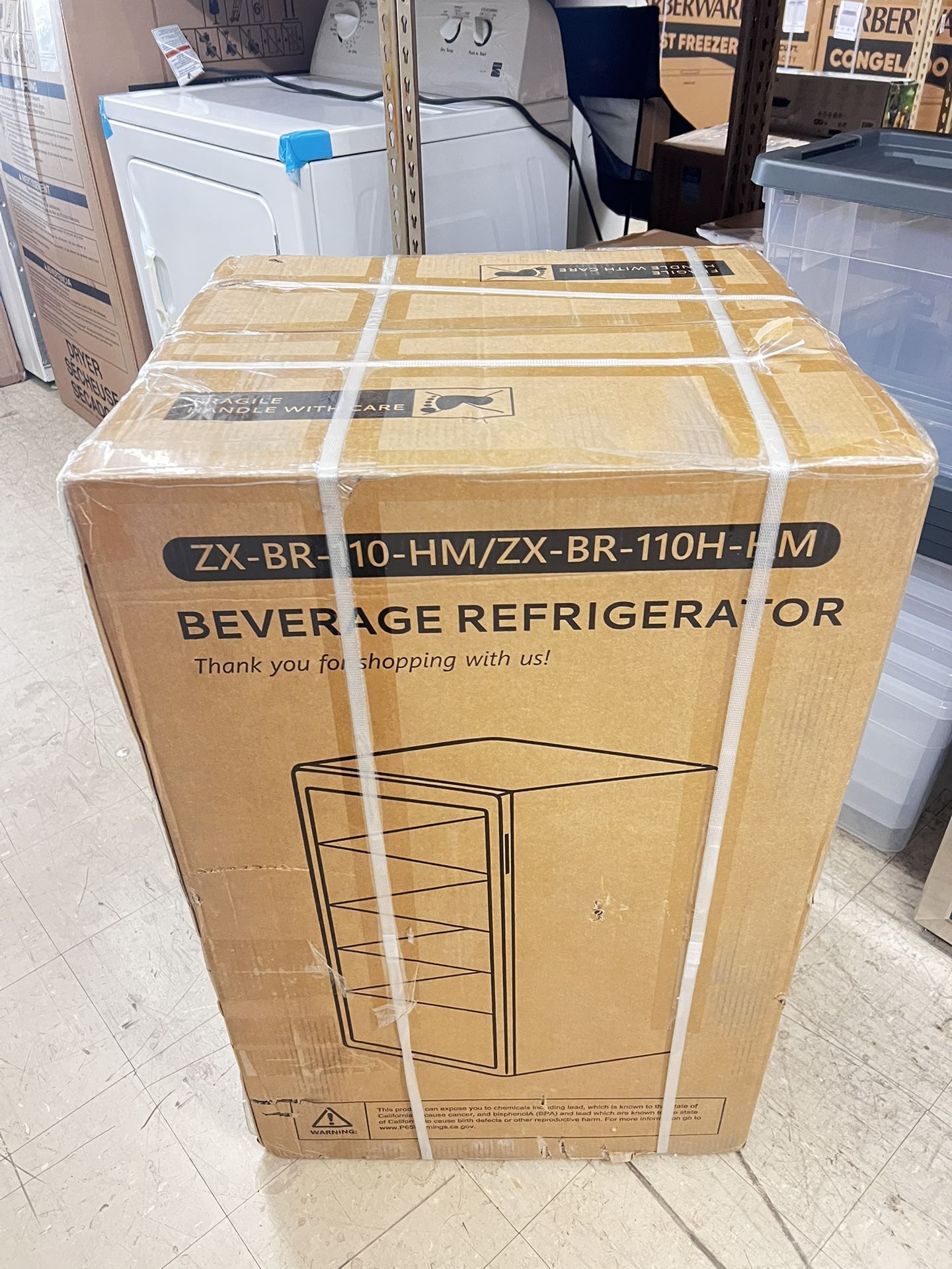 3.2 Cubic Feet Mini Fridge,126 Can Freestanding Beverage Refrigerator with Glass Front Door, New In Box