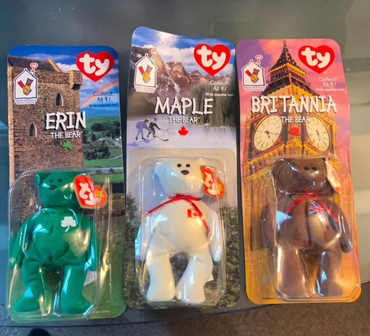 (3) TY Beanie - Erin The Bear & Maple The Bear & Britannia The Bear!