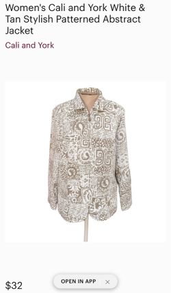 Cali and YORK white and tan abstract pattern jacket M