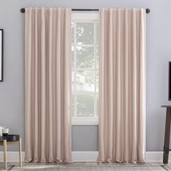 Blush pink black out curtains, set of 2