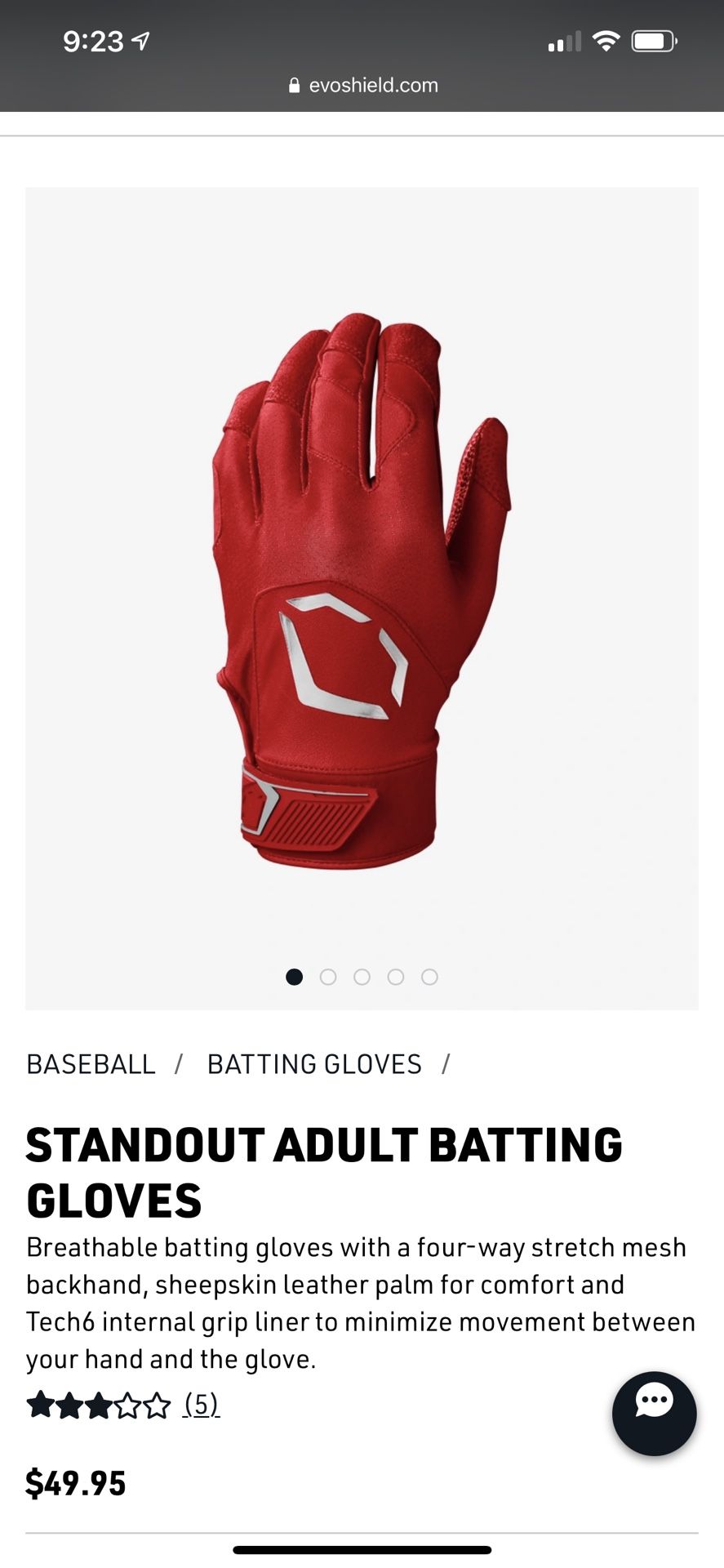Evoshield STANDOUT ADULT BATTING GLOVES
