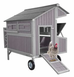 Extra-Large Chicken Coop AIR96, Chicken House with Big Wheels for 6-8 Chickens - Chicken Coop