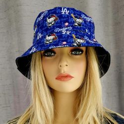 HELLO KITTY DODGERS BLUE BUCKET CAP HAT (BRAND NEW) 