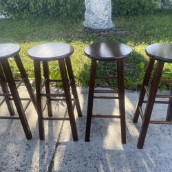 Four Wood Bar Stools 
