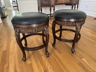 Two wood and leather Barstools
