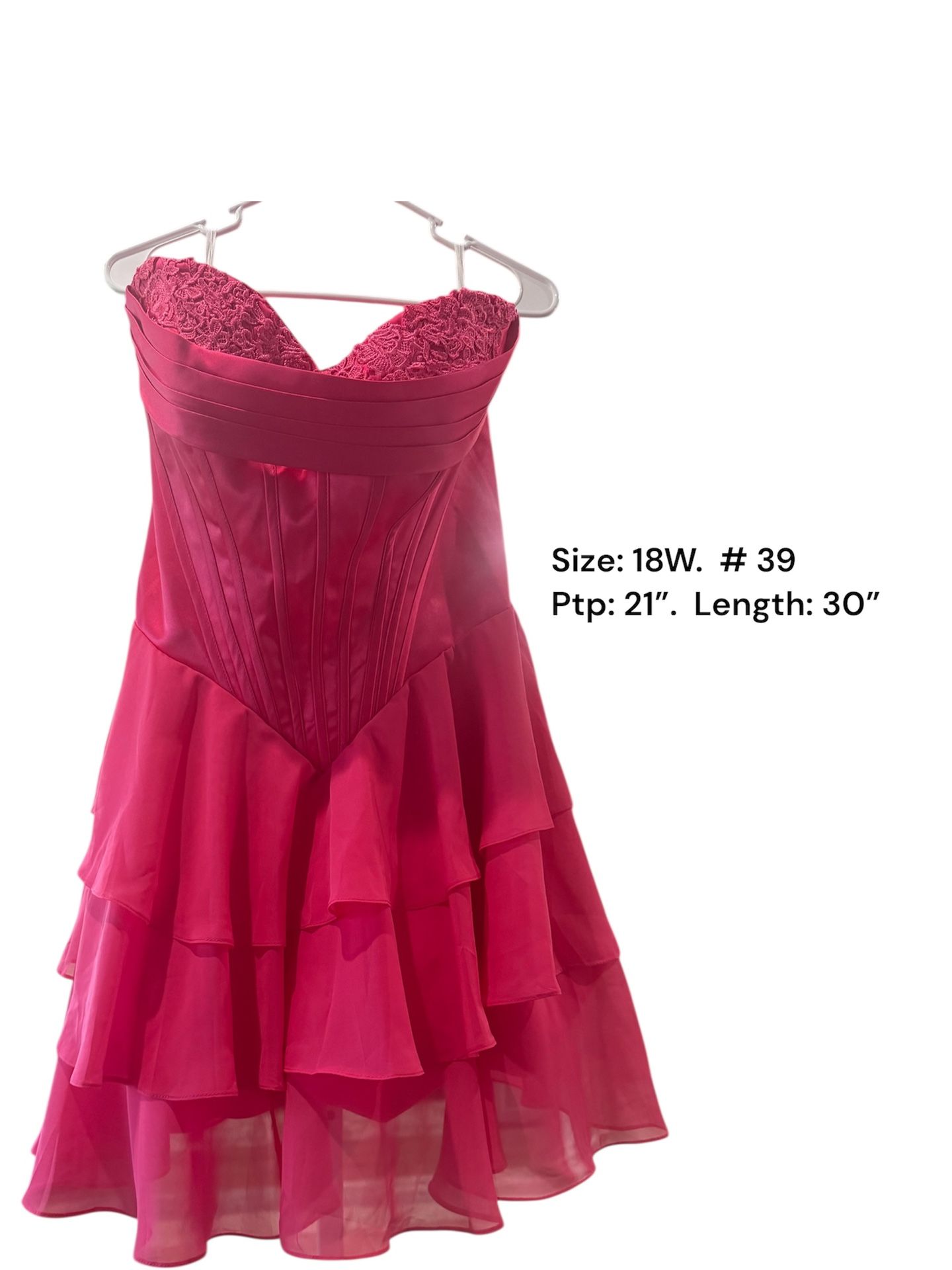 New Hot Pink Short Dress- Size 18W