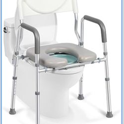 Xilingol Raised Toilet Seat with Handles and Back,350lb Bedside Commode Chair with Arms, 4-in-1 Adjustable and Portable Bathroom Chair for Adults, Sen