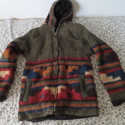vintage lined handmade unbranded wool aztec jacket coat no size (read)
