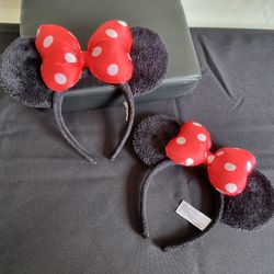 Disney  Park Ears 2 Minnie Mouse  Red Bow 