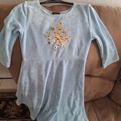 Baby Blue Velvet  Snowflake Dress 