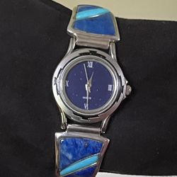 Sterling Silver Lapis And Turquoise Watch