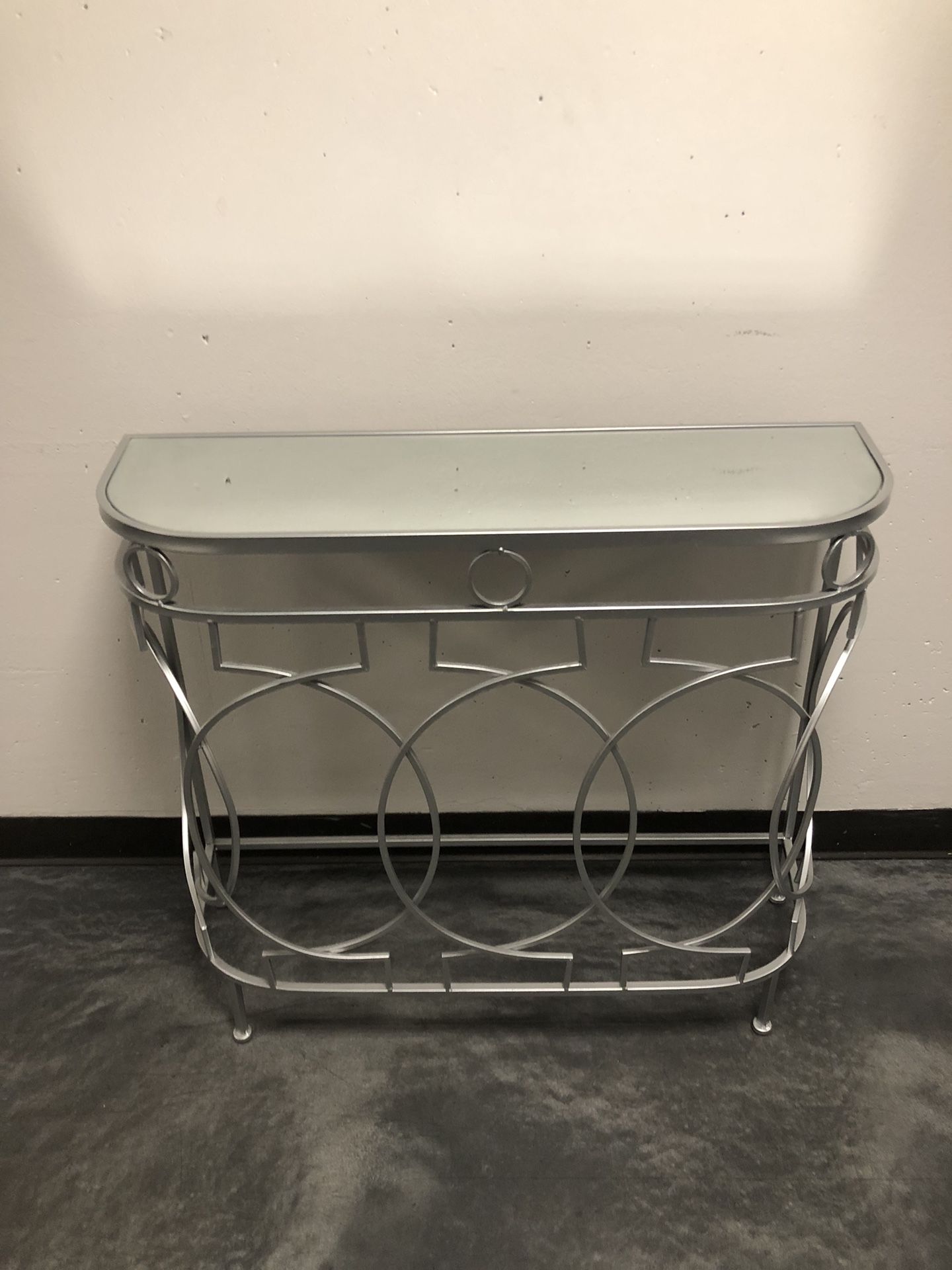 Art Deco/Moderne Styled Mirror-Topped Metal Console Table