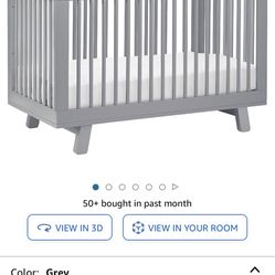 Babyletto Hudson 3-in-1 Convertible Crib with Toddler Bed Conversion Kit in Grey