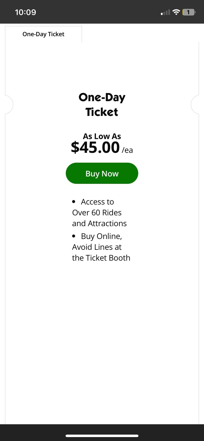 Special Six Flags Admission Ticket