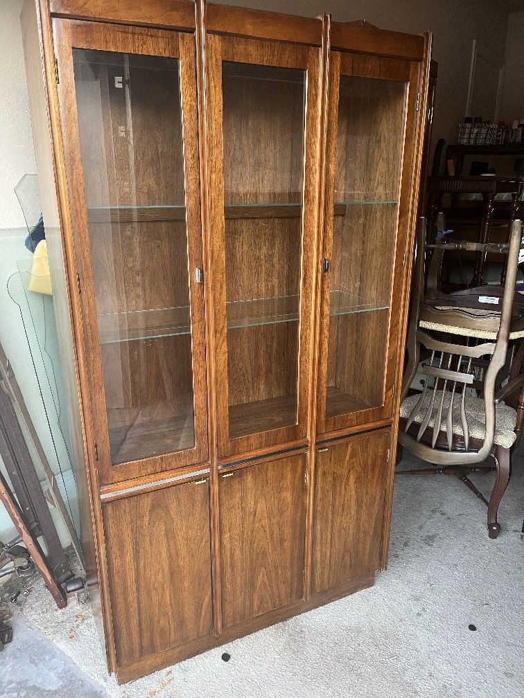 Walnut Mid Century Break front Cabinet