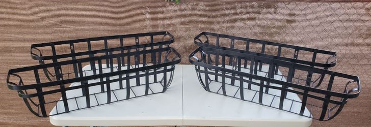 Set of 4 Matching Flat Iron Window and Deck Planter, Black, 30-Inch Classic Flat Iron Design