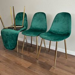 Emerald Green Gold Velvet Dining Chairs