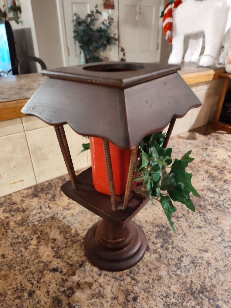 Wooden Lantern Candle Holder-Vintage