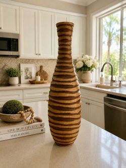 Wood vase carved