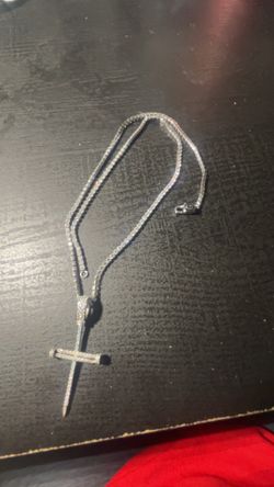 Iced 24” micro tennis necklace with iced nail cross pendant