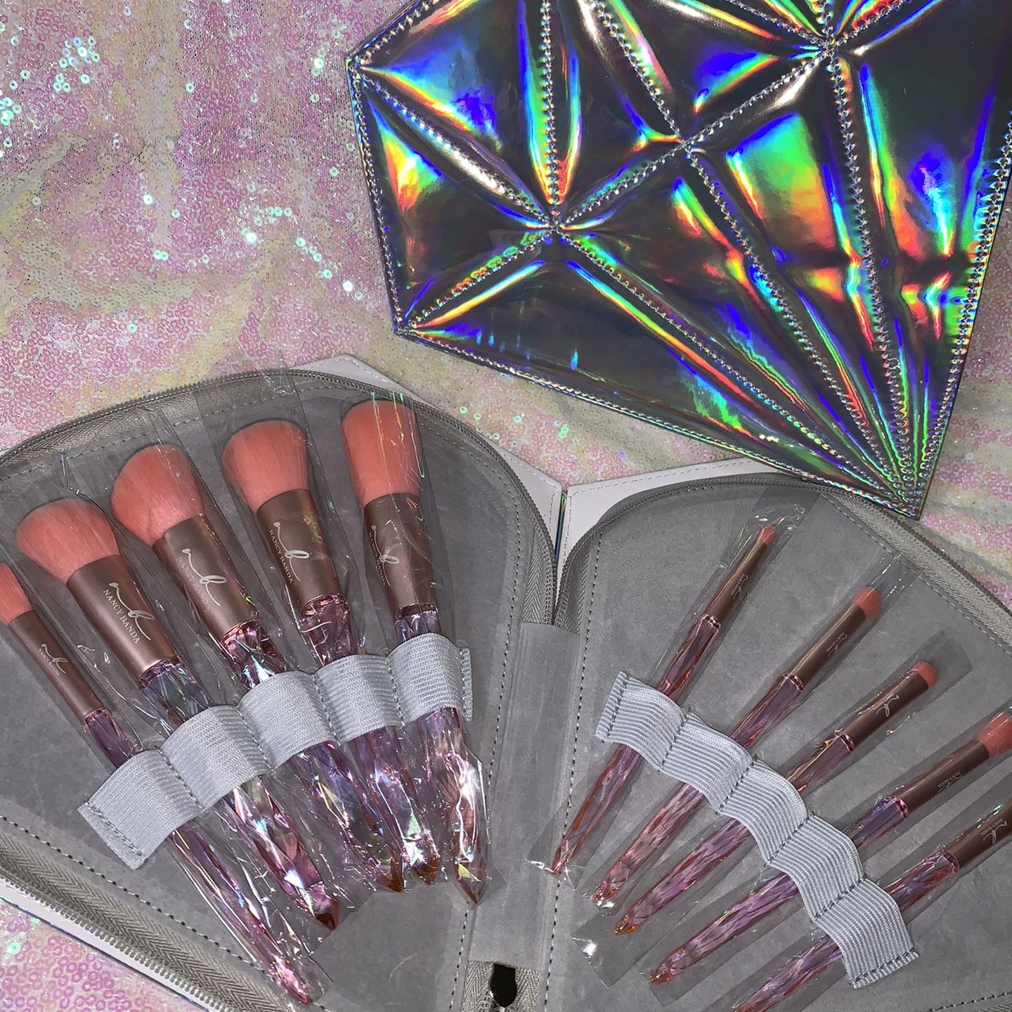 Luxury Makeup Brushes On Diamond Case Set Of 10 Mothers Day Gift