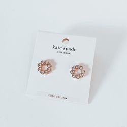 Kate Spade ♠️ CZ Full Circle Rose Gold Stud Earrings NWT, 💯 Authentic. Never Worn