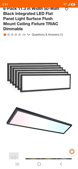 6-Pack Black LED Flat Panel Flush Mount Ceiling Lights