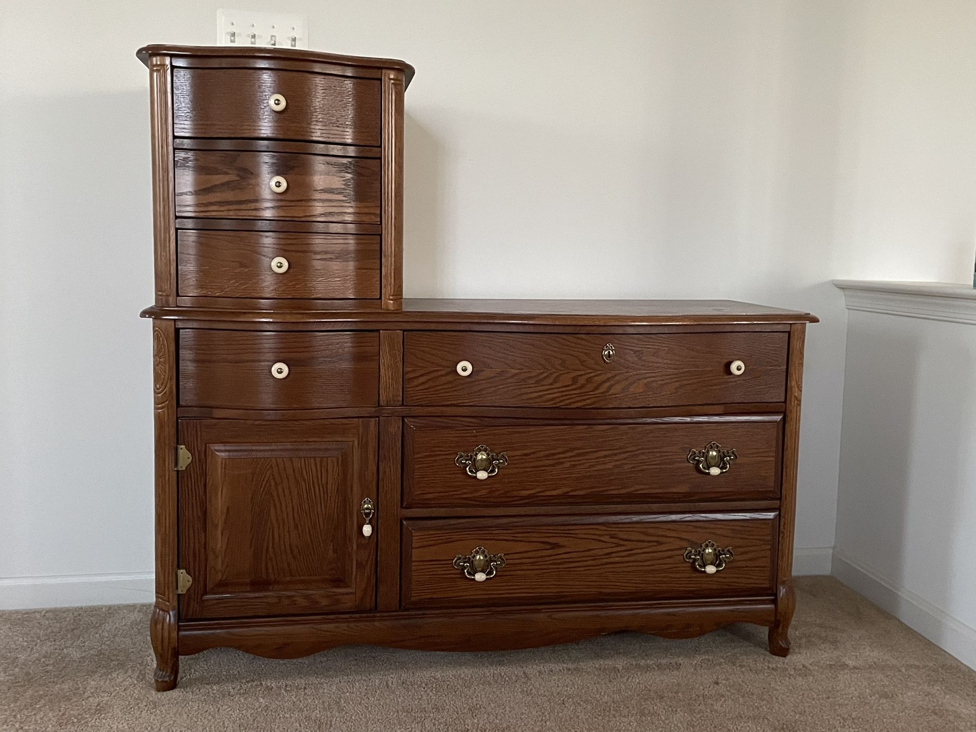 L Shaped Wooden Dresser 