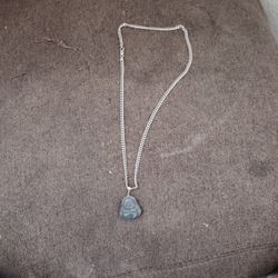 Silver Thick Rope Chain With Buddha