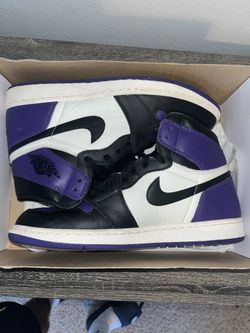 Nike air Jordan retro high 1 court purple  black purple white crème size 11 stock x verified 100% legit authentic
